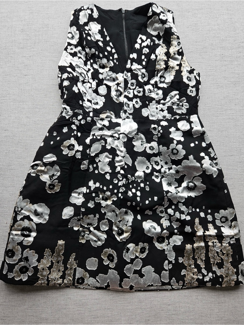 Girls Black Floral Metallic Dress